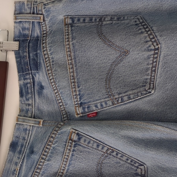 Revolve x EB Denim made from Levi's wide leg raw hem fly button Blue Jeans NWOT - Picture 7 of 8